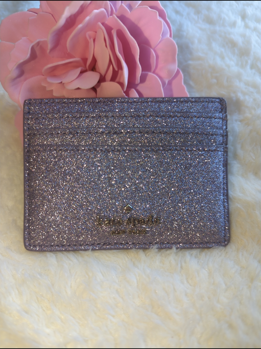Kate Spade Glitter Card Holder - Lilac Lavender New Without Tags Rare